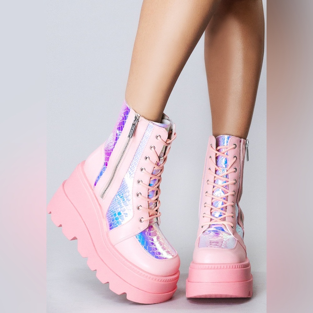 Cape Robbin Pink and Purple Lace Up Boots